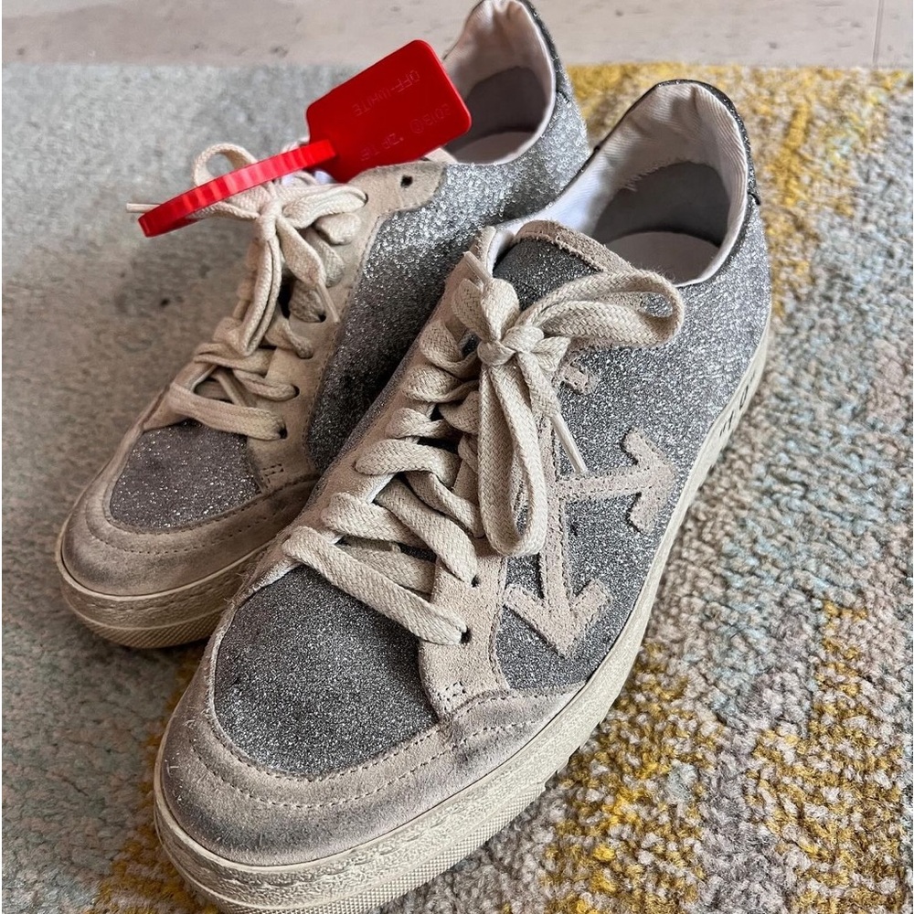 Off White Glitter Sneakers